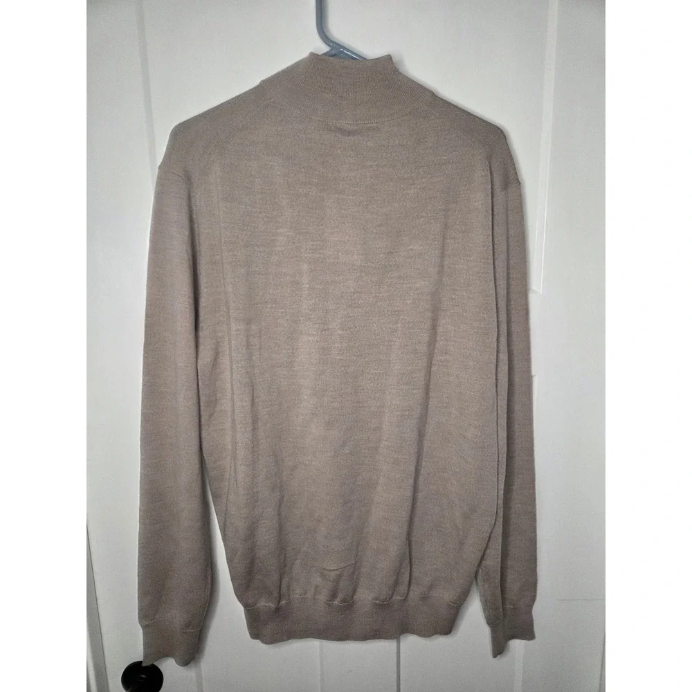 Collars & Co Mens XL Australian Merino Wool Quarter Zip Sweater‎ Taupe Heather